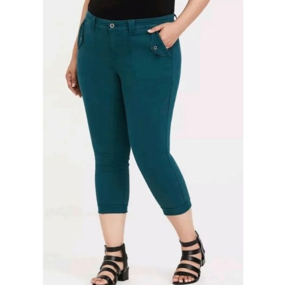 Torrid TWILL MILITARY CROP PANT - TEAL